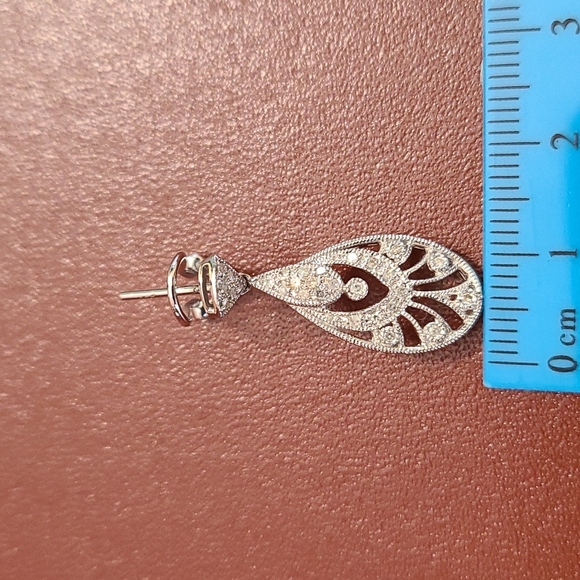 White 14K Gold with Dimonds earrings - Picture 13 of 16